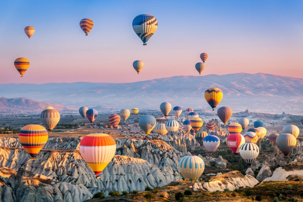 hot air balloons, in Cappadocia, Turkey